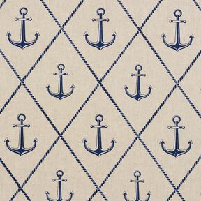 Dekostoff Halbpanama Anker klassisch – natur/marineblau, 