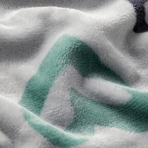 Kuschelfleece grosse Herzen – silbergrau/dunkelgrün, 