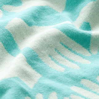 GOTS Strickjacquard LOVE LETTERS Hand on Heard | Hamburger Liebe | Albstoffe – aquablau/weiss, 