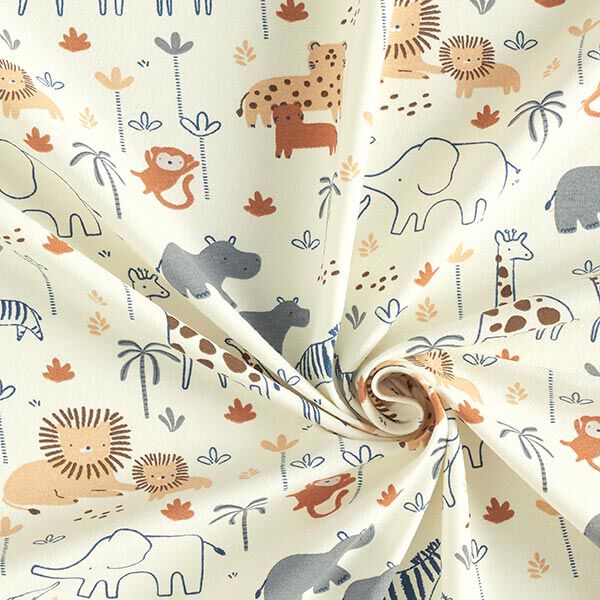 Baumwolljersey Babydschungeltiere – wollweiss | Reststück 50cm