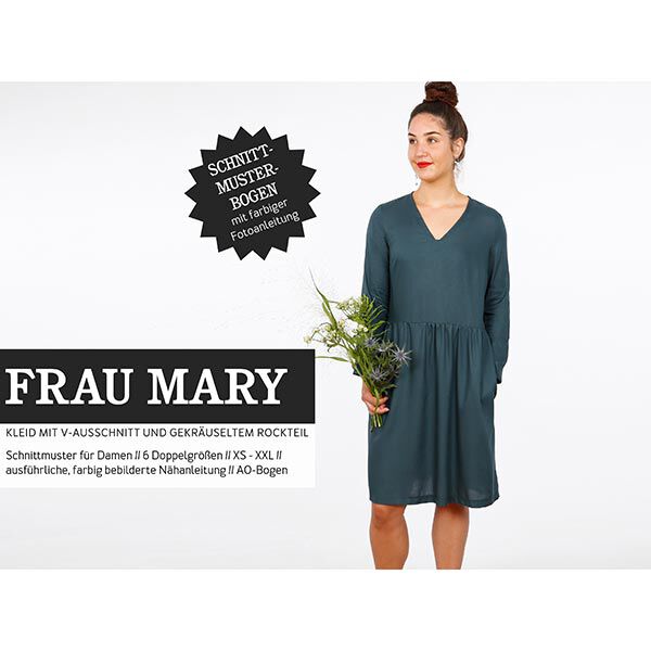 FRAU MARY Kleid mit V-Ausschnitt und gekräuseltem Rockteil | Studio Schnittreif | XS-XXL,  image number 1