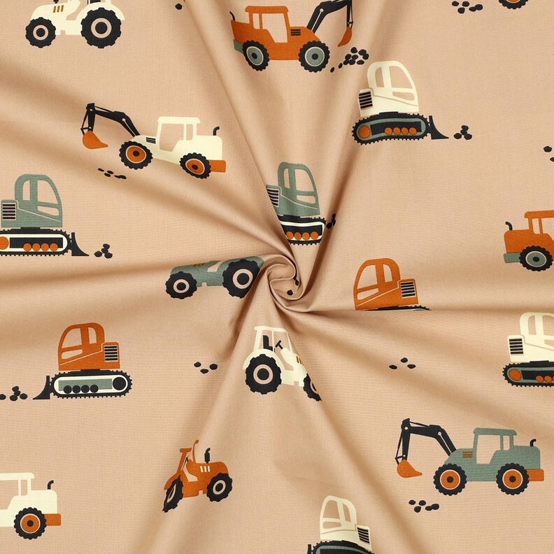 Baumwollpopeline Bagger und Trecker | Poppy Fabrics – beige,  image number 3