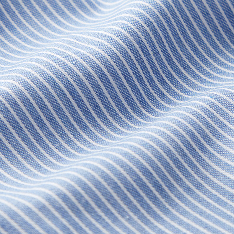 Blusenstoff Baumwoll-Mix Streifen – hellblau/weiss,  image number 2