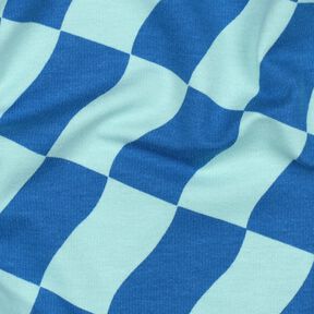 Softsweat welliges Karo | Poppy Fabrics – königsblau/eisblau, 