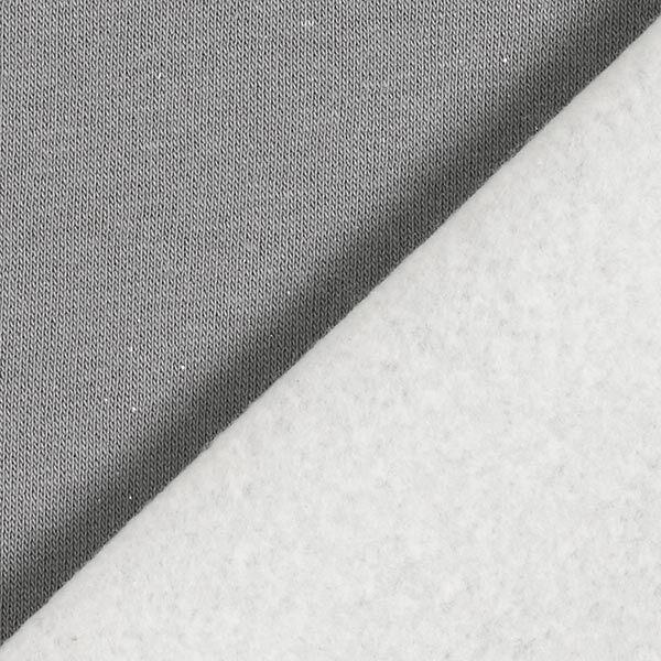 Sweatshirt angeraut uni Lurex – dunkelgrau/silber | Reststück 100cm