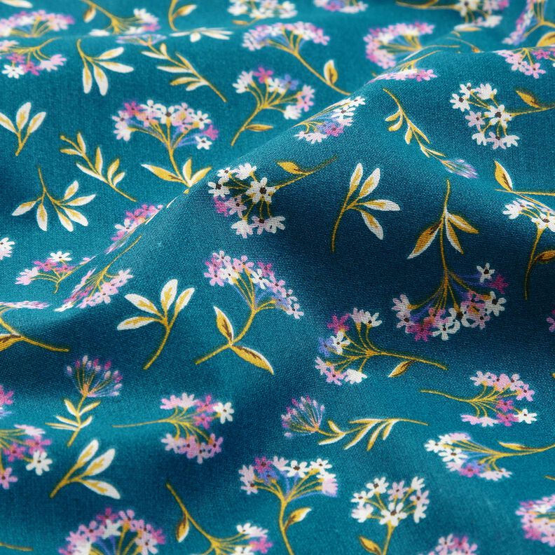 Baumwollstoff Cretonne zarte Blüten – ozeanblau, image number 2