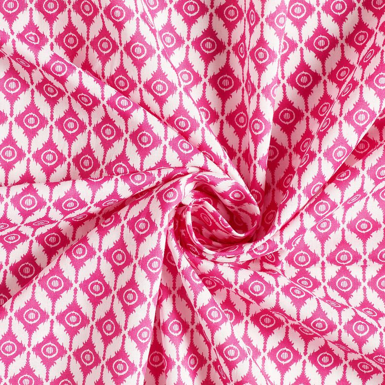 Baumwoll Voile abstrakte Rauten, weiss/pink &ndash; weiss/intensiv pink,  image number 3