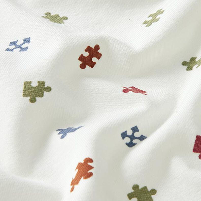 Baumwolljersey Puzzelteile – wollweiss, image number 2