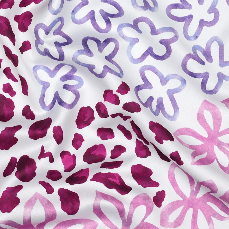 Micro Satin Blumen & Leo &ndash; weiss/beere,  image number 2