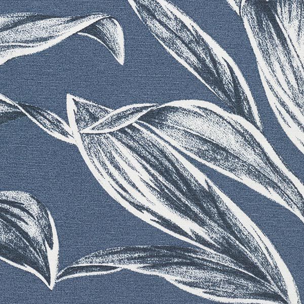 Dekostoff Canvas Exotische Blätterskizzen – stahlblau | Reststück 50cm