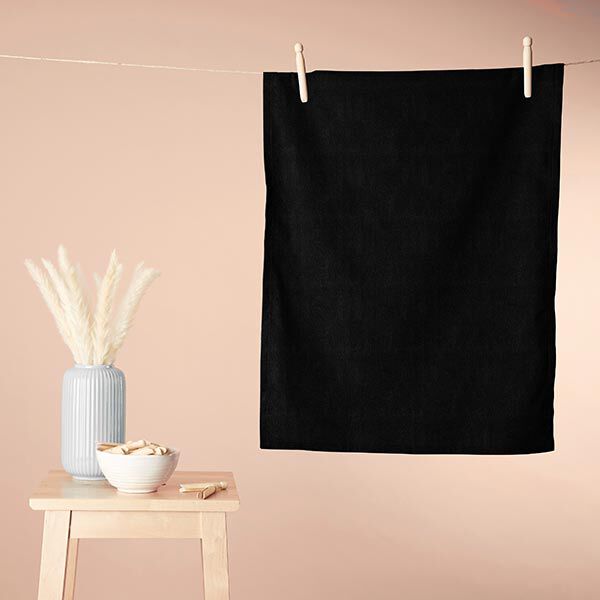 Kuschelfrottee Bambus Uni – schwarz | Reststück 100cm