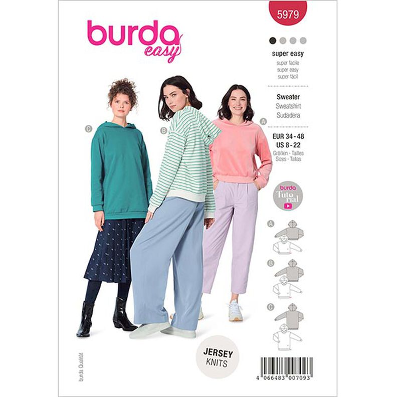 Sweater / Hoodie drei Längen | Burda 5979 | 34-48,  image number 1