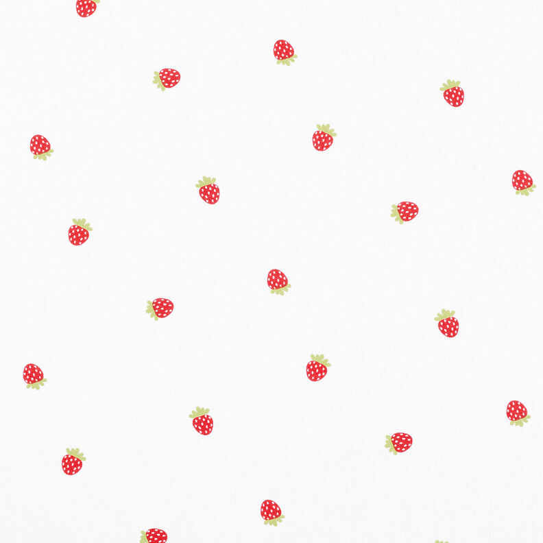 Baumwollpopeline süsse Erdbeeren – weiss,  image number 1