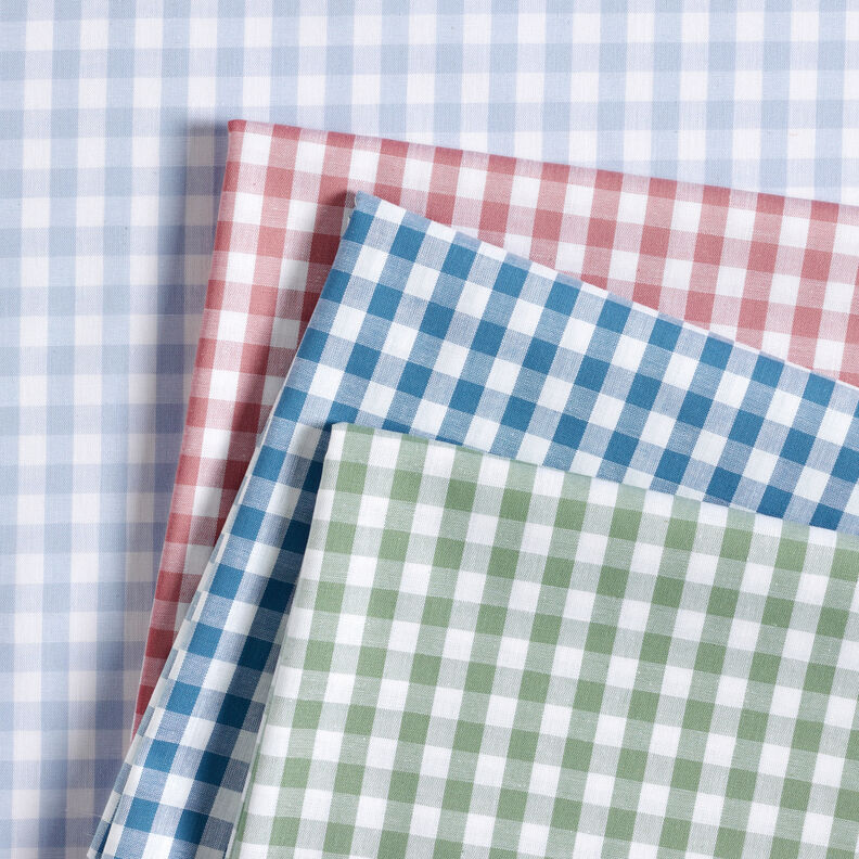 Baumwollstoff Vichykaro 1 cm – helljeansblau/weiss, image number 5