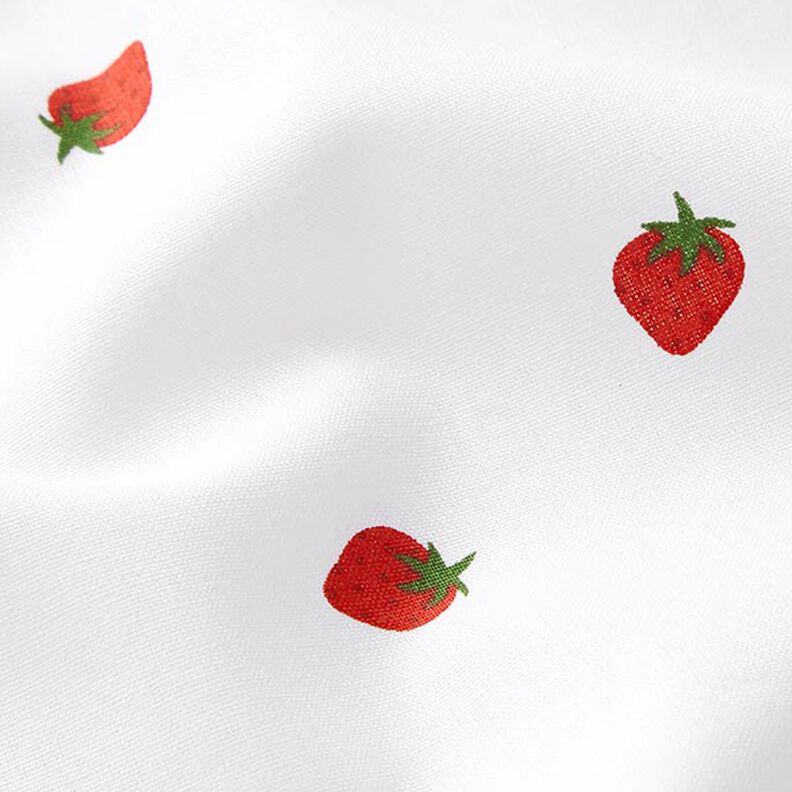 Baumwollpopeline Erdbeeren – weiss,  image number 2