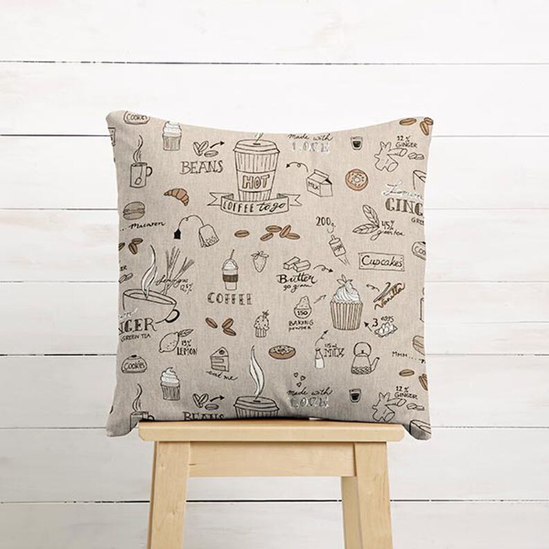 Dekostoff Halbpanama Kaffee Tee & Kuchen – natur,  image number 4