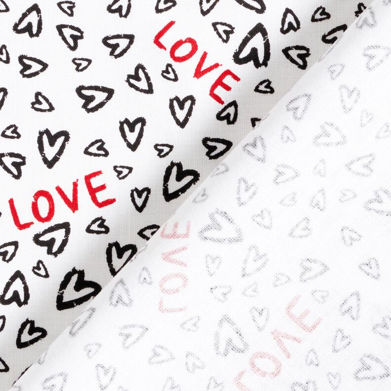 Baumwollstoff Cretonne Love – weiss/schwarz,  image number 4