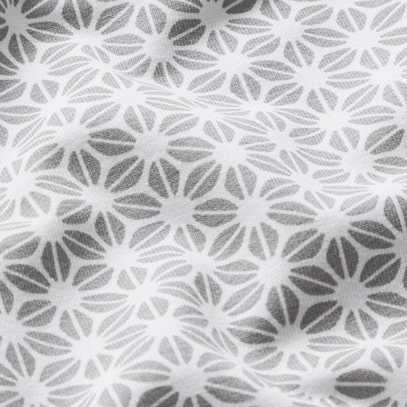 Baumwolljersey abstraktes Blumenmuster – wollweiss/grau,  image number 2