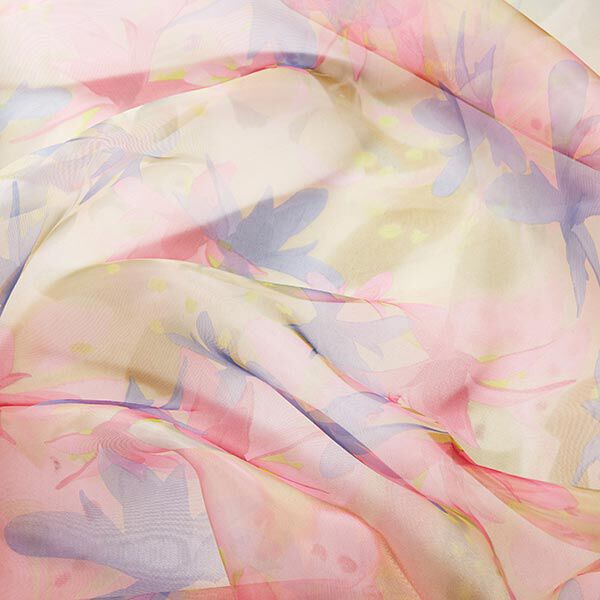 Organza Aquarell – blau/pink | Reststück 50cm