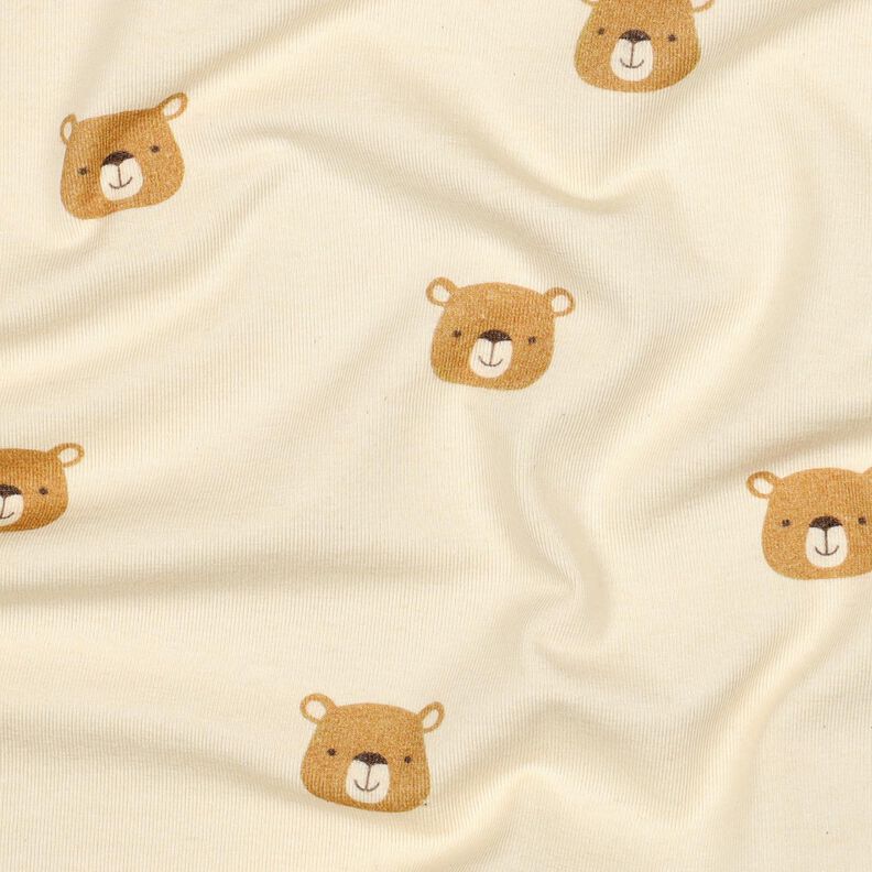 GOTS Baumwolljersey Bären | Poppy Fabrics – wollweiss/hellbraun, image number 2