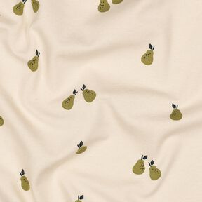 GOTS Baumwolljersey Birnen | Poppy Fabrics – hellbeige/helloliv, 