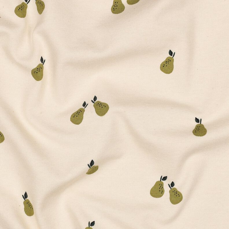 GOTS Baumwolljersey Birnen | Poppy Fabrics – hellbeige/helloliv, image number 2