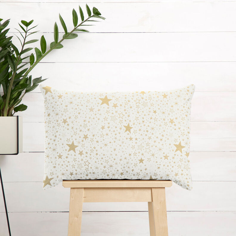 Dekostoff Jacquard Lurex Sternenmeer – hellbeige/gold, image number 6