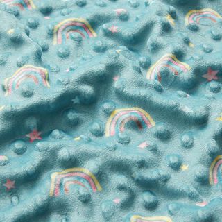 Kuschelfleece geprägte Punkte und Regenbögen – eukalyptus, 