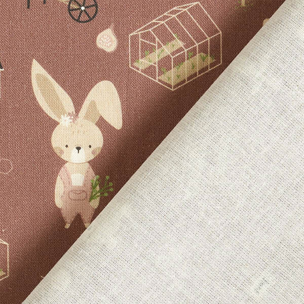 Bio-Baumwollpopeline Hase Bär und Fuchs gärtnern – maronenbraun, image number 4