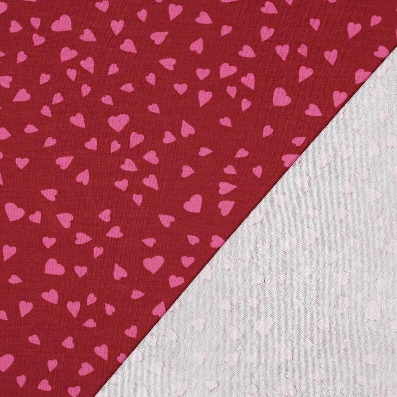 Sommersweat Herzen | Poppy Fabrics – dunkelrot/pink, image number 3