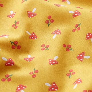 Popeline kleine Pilze  – currygelb, 