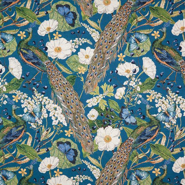 Dekostoff Gobelin Pfau – petrol