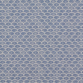 Dekostoff Halbpanama Wellenbögen – natur/indigo, 