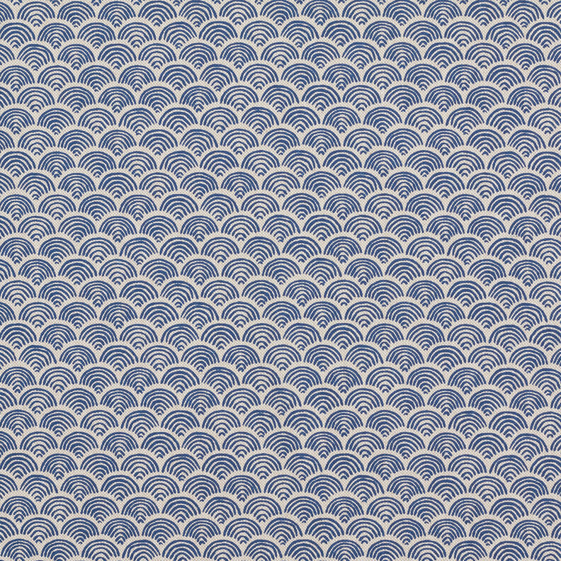Dekostoff Halbpanama Wellenbögen – natur/indigo, image number 1