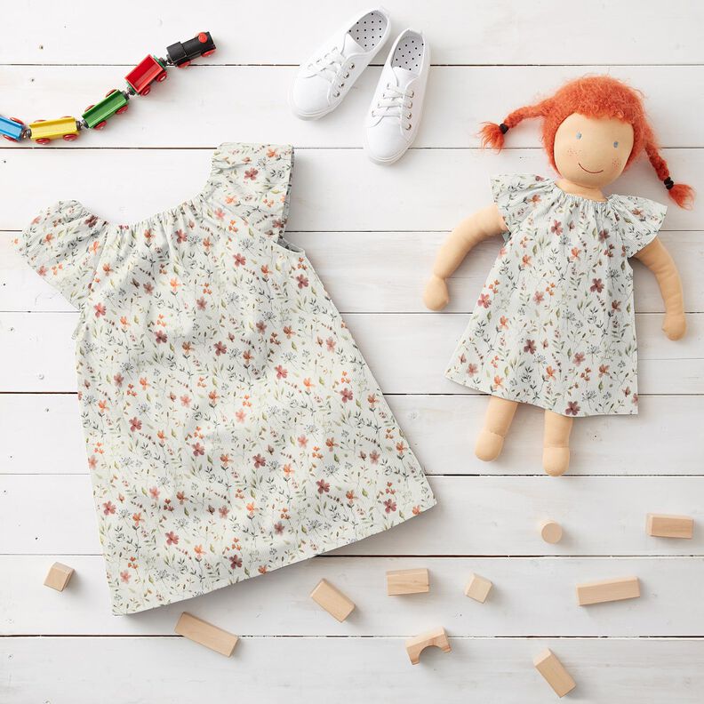 Rippenjersey zarte Blumenwiese Digitaldruck – weiss,  image number 6