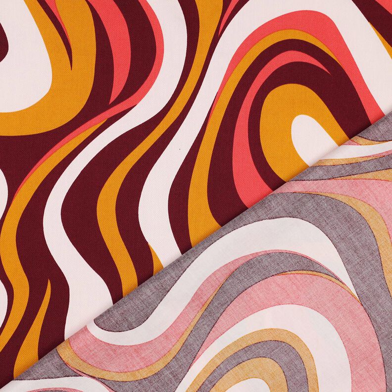 Baumwollsatin Retro-Wellen | Poppy Fabrics – bordeauxrot/currygelb,  image number 4