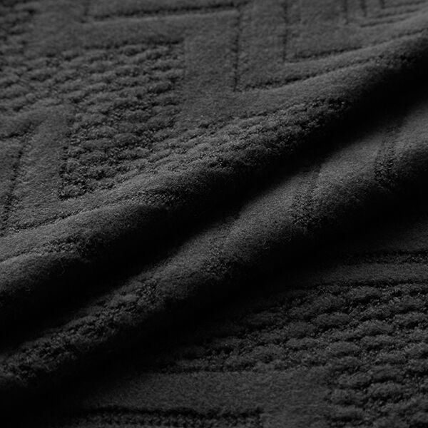 Wollmix ZickZack Lochmuster – schwarz | Reststück 100cm