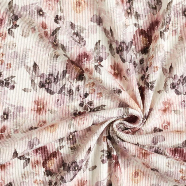 Rippenjersey romantische Blumen Digitaldruck – wollweiss, image number 3