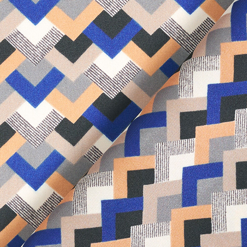 Leichter Satin Retromuster – indigo/beige,  image number 4