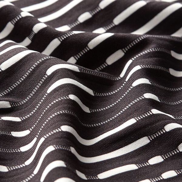 Leichter Strickstoff erhabenen Streifen – schwarz/weiss, image number 2