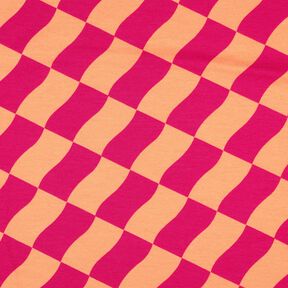 Softsweat welliges Karo | Poppy Fabrics – intensiv pink/pfirsichorange, 