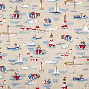 Dekostoff Halbpanama Boote – blau/rot, 