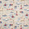Dekostoff Halbpanama Boote – blau/rot,  thumbnail number 1
