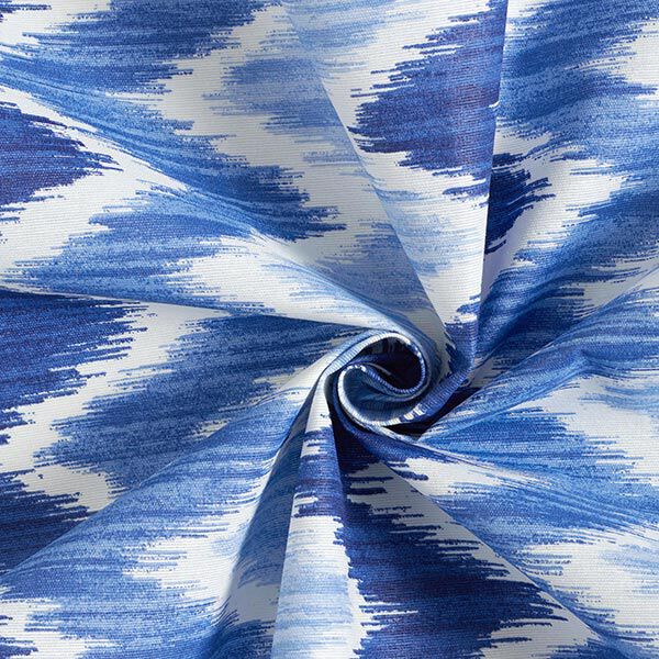 Beschichtete Baumwolle Ikat-Print – blau/weiss | Reststück 100cm