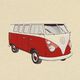 Gobelinstück Roter Bulli VW,  thumbnail number 1