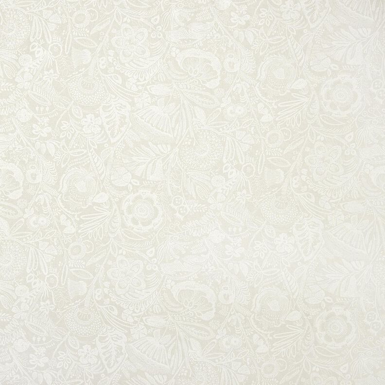 Dekostoff Halbpanama florales Paisley – natur/weiss,  image number 1