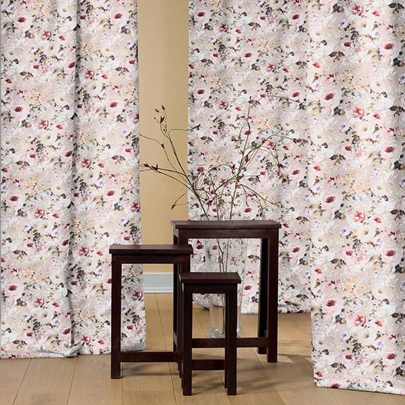 Halb-Panama Dekostoff Floris – beige/rosa,  image number 5