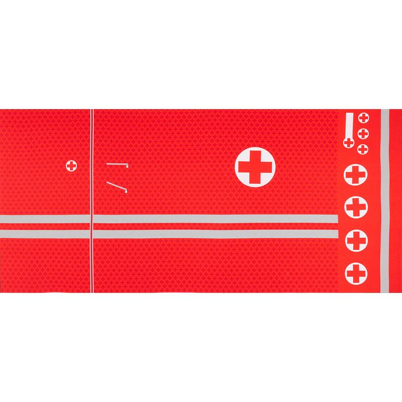 French Terry Panel Einmal Notarzt sein | Stoff&Liebe – rot/silbergrau,  image number 5