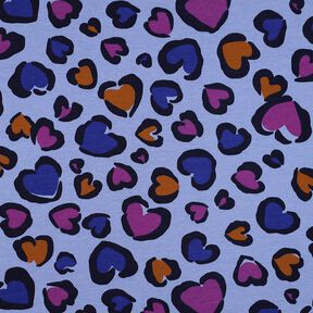 Sweatshirt angeraut bunte Herzen | Poppy Fabrics – stahlblau, 