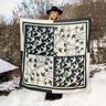 Satin-Panel Schwalben | Katia Fabrics – anthrazit/creme,  thumbnail number 5